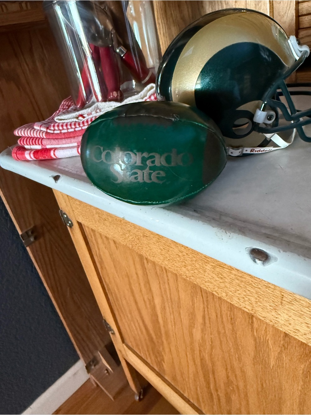 Colorado State Ram gold and green football miniatures